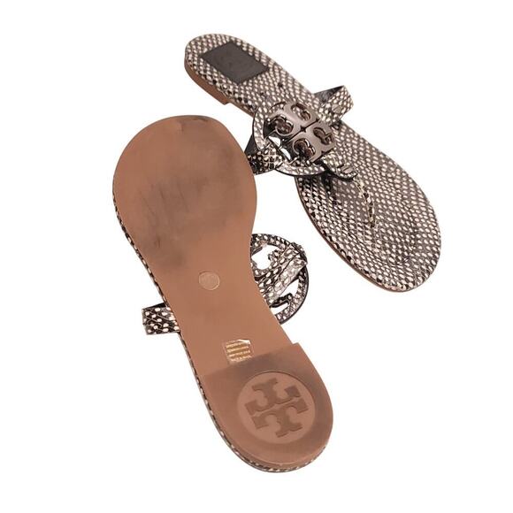 TORY BURCH MILLER NEW FLATS SHOES SANDALS LEATHER LOGO 8.5M - Picture 5 of 6